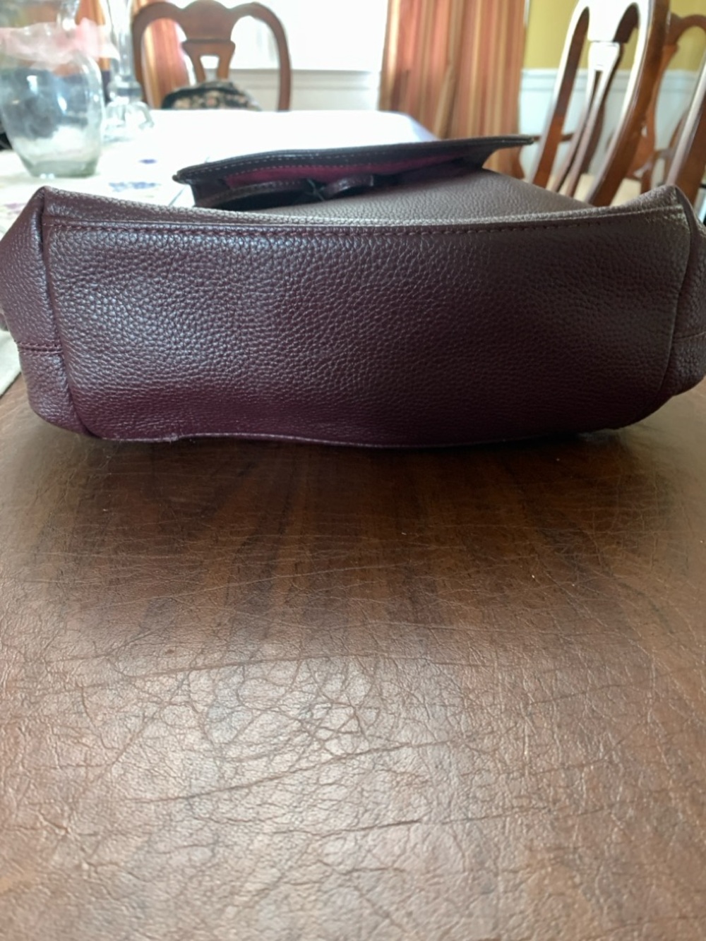 kate spade Pebbled Leather Drawstring Backpack in Deep Plum - Picture 3 of 6